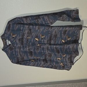 Columbia River Lodge button up long Sleeve mens shirt Duck pattern sz XL